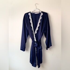 160s Vintage Navy Blue Robe (Classy sleepwear)
